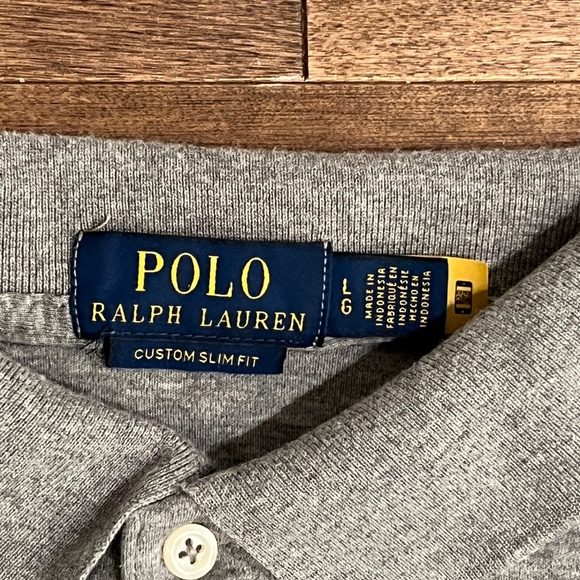 Polo Ralph Lauren Mens Polo Shirt Size L Heather Gray Logo Custom Slim Fit - Picture 4 of 10